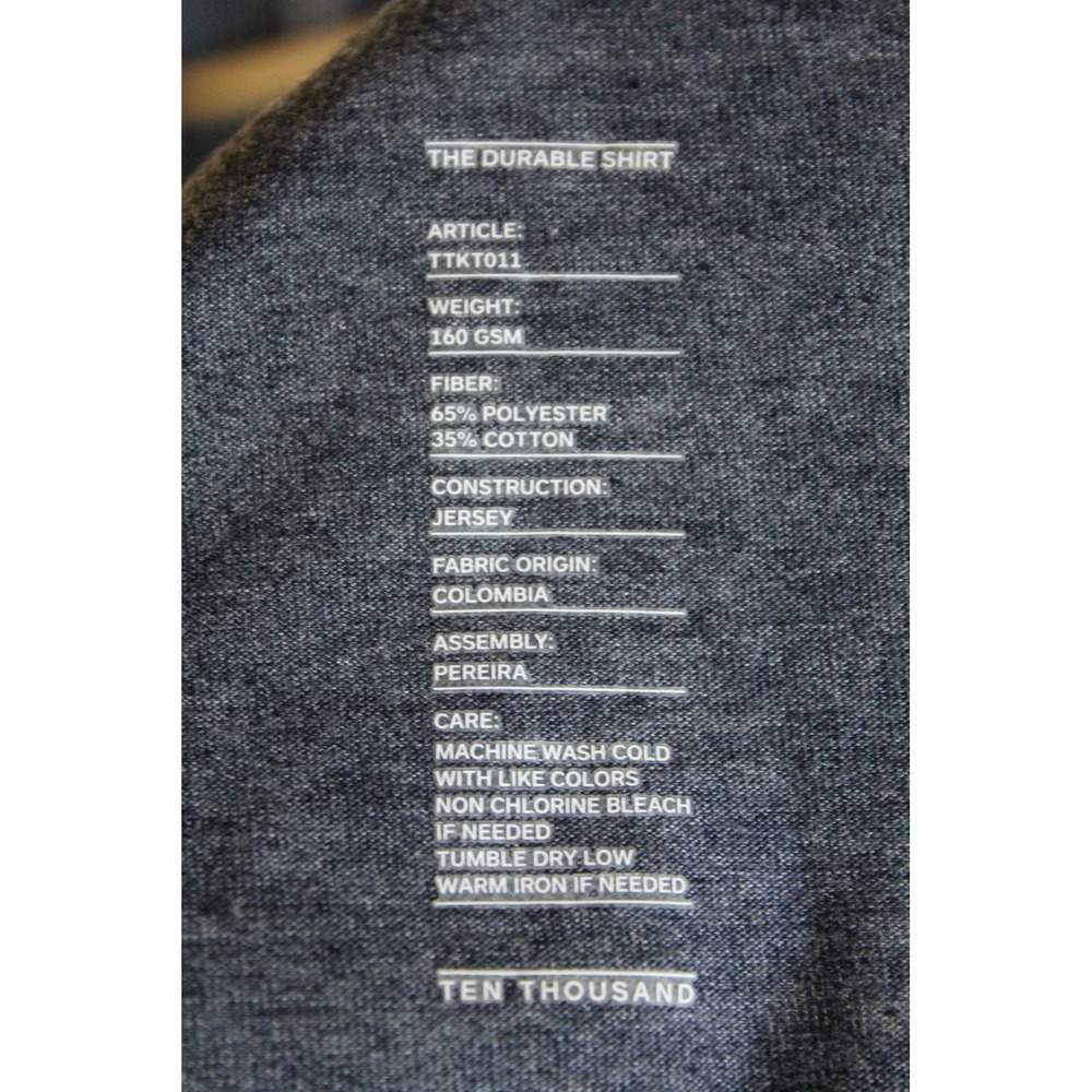 TEN THOUSAND Mens The Durable Shirt Charcoal Gray Jersey Size S‎ - Picture 3 of 4